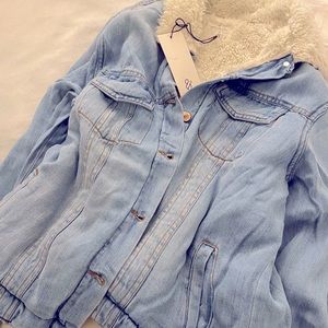 Denim Jacket with Faux Sherpa Lining